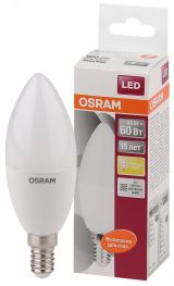 Лампа светодиодная LED 6,5Вт Е14 STAR ClassicB (замена 60Вт),теплый белый свет, матовая колба Osram 4058075134171 LEDVANCE