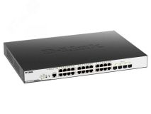 Коммутатор управляемый L2 PoE 28 портов, 24хRJ45 10/100/1000 Мб/с, 4хSFP+, 370 Вт 117399 D-Link