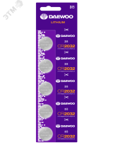 Элемент питания CR2032 DAEWOO Lithium блистер, 5 шт. 4895205030268 JazzWay