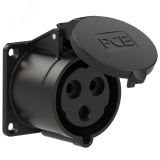 Розетка встраиваемая 32А/230V/1P+N+E/IP44, черная, фланец 70x70, безвинтовое подключение 00-00002638 PCE