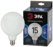 Лампа светодиодная F-LED G125-15w-840-E27 OPAL (филамент, шар опал, 15Вт, нетр, E27) (20/240) Б0047039 ЭРА