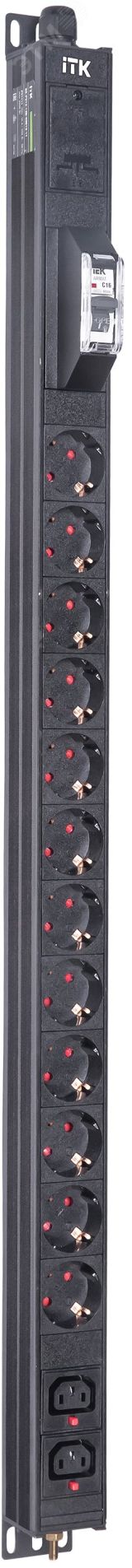 Блок распределения питания ITK BASE PDU PV1111 20U 1ф 16А 12SCHUKO 2C13 2.6м SCHUKO BS-PV12-12D-02C13-11 ITK