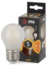 Лампа светодиодная филаментная F-LED P45-5W-827-E27 frost (филамент, шар мат., 5Вт, тепл, E27 (10/100/3000) Б0027931 ЭРА