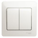 GLOSSA Выключатель двухклавишный схема 5 перламутр в сборе GSL000652 Systeme Electric