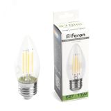 Лампа светодиодная LED 11вт Е27 белый свеча FILAMENT 38273 FERON