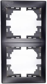 MIRA Рамка 2-ая вертикальная чёрный бархат без вставки (10шт/120шт) 701-4200-152 Lezard