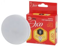 Лампа светодиодная ECO LED GX-8W-827-GX53 (диод, таблетка, 8Вт, тепл, GX53 (10/100/6300) Б0036541 ЭРА