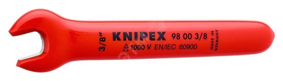 Ключ гаечный рожковый дюймовый VDE 1000V размер под ключ 3/8 L-108 мм диэлектрический KN-98003_8 KNIPEX