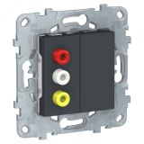Розетка UNICA NEW 3 RCA антрацит