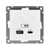 Розетка USB Афина A+С 2.4/4А механизм  с/у, белая (еврослот) А0059 UNIVersal