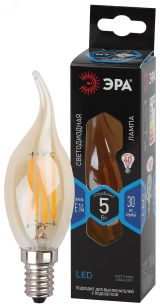 Лампа светодиодная F-LED BXS-5W-840-E14 gold (филамент, свеча на ветру золот, 5Вт, нетр, E14) (10/100/4000) Б0047007 ЭРА
