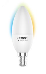 Лампа светодиодная умная 5 Вт 470 лм 2700-6500К AC 220-240В E14 свеча Управление по Wi-Fi, изменение цветовой температуры и диммирование Smart Home Gauss 1110112 GAUSS