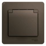 GLOSSA Розетка с заземлением со шторками с крышкой IP20 шоколад в сборе GSL000846 Systeme Electric
