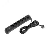 Фильтр сетевой 5 гнезд, 5 м, 3х1,5 мм2, с автовыкл, 2 USB, черный 13-4703 REXANT