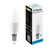 Лампа светодиодная LED 13вт E14 дневной матовая свеча 38109 FERON
