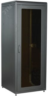 Шкаф сетевой 19' LINEA N 38U 800х800мм стеклянная передняя дверь задняя металлическая черный LN05-38U88-GM ITK