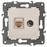 Розетка RJ45+TV, Эра Elegance, сл.кость, 14-3110-02 Б0034315 ЭРА