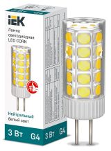 Лампа светодиодная CORN капсула 3Вт 12В 4000К керамика G4 IEK LLE-CORN-3-012-40-G4 IEK