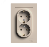 ATLASDESIGN РОЗЕТКА двойная с заземлением, 16А, в сборе, ПЕСОЧНЫЙ ATN001224 Systeme Electric