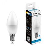 Лампа светодиодная LED 7вт E14 дневной матовая свеча 25477 FERON