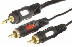 Кабель Стерео 3,5 мм - 2 RCA, длина 5 мeтров (GOLD), 17-4235, 17-4235 REXANT