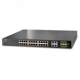 Коммутатор управляемый PoE 24 порта 10/100/1000 Мб/с, 4хSFP/RJ45, 52 Вт 1000467369 PLANET