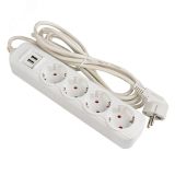 Удлинитель Эксперт 4 гнезда 3 метра 16А/3, кВт с2 USB 2,1А ПВС 3х1 UBA16-2USB-4-03i EKF
