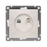 Розетка компьютерная+телефонная UNIVersal серия Афина, с/у, 1А, RJ45, RJ12, жемчуг (еврослот), механизм A0052-OBr UNIVersal