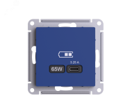 ATLASDESIGN USB РОЗЕТКА тип-C 65Вт высокоскор.заряд. QC,PD, механизм, АКВАМАРИН ATN001127 Systeme Electric