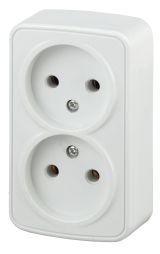 Розетка 2х2P, 16A-250В, ОУ, Polo, белый, 3-203-01 Б0036099 ЭРА