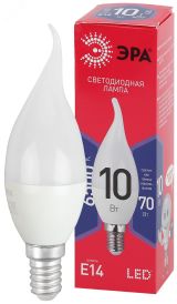 Лампа светодиодная LED BXS-10W-865-E14 R (диод, свеча на ветру, 10Вт, хол, E14) (10/100/2800) Б0045343 ЭРА