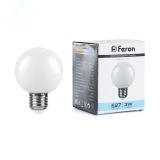 Лампа светодиодная LED 3вт Е27 6400K шар G60 25902 FERON