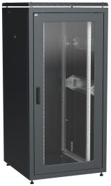 Шкаф сетевой 19' LINEA N 33U 800х800мм стеклянная передняя дверь задняя металлическая черный LN05-33U88-GM ITK