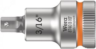 Головка торцевая 8740 B Hex-Plus HF Zyklop со вставкой под внутренний шестигранник DR 3/8 с функцией фиксации крепежа 3/16 x 35 мм WE-003085 Wera