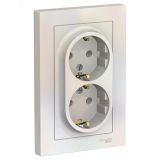 Розетка ATLASDESIGN двойная с заземлением 16А в сборе жемчуг ATN000424 Systeme Electric