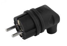 Вилка каучуковая с/з 90град с кольцом 16A IP44 черная V9-B-IP44 Б0044542 ЭРА