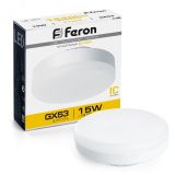 Лампа светодиодная LED 15вт GX53 теплый таблетка 25834 FERON