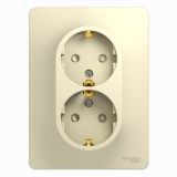 GLOSSA Розетка двойная с заземлением со шторками в сборе бежевая GSL000226 Systeme Electric