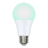 Лампа светодиодная диммируемая для бройлеров. Спектр синий и зеленый. LED-A60-9W/SCBG/E27/FR/DIM IP65 PLO65WH UL-00003190 Uniel