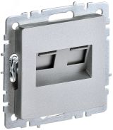 BRITE Розетка компьютерная двойная RJ45 кат.5E РК10-2-БрА алюминий BR-K20-1-K47 IEK