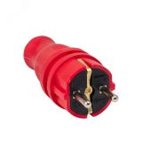 Вилка красная каучуковая прямая 230В 2P+PE 16A IP44 PRO RPS-011-16-230-44-rr EKF