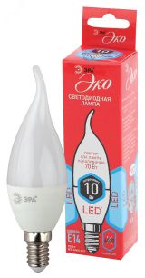 Лампа светодиодная ECO LED BXS-10W-840-E14 (диод, свеча на ветру, 10Вт, нейтр, E14 (10/100/2800) Б0040886 ЭРА