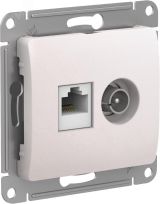 GLOSSA РОЗЕТКА двойная ТВ + компьютерная RJ45, кат. 5Е, ПЕРЛАМУТР GSL000689 Systeme Electric