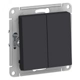 Выключатель двухклавишный ATLASDESIGN схема 5 10АХ механизм карбон ATN001051 Systeme Electric