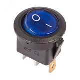 Выключатель клавишный круглый 250V 6А (3с) ON-OFF синий с подсветкой, REXANT 36-2571 REXANT