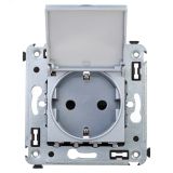 Avanti Розетка с крышкой в стену 2P+E с з/ш  Закаленная сталь 4404013 DKC