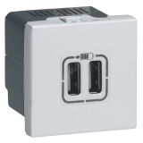 Mosaic USB розетка для зарядки двойная, цвет алюминий 079394 Legrand