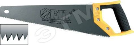 Ножовка по дереву, средний каленый зуб 7 ТPI, 3D заточка, пласт.прорезиненная ручка, Профи 450 мм 40545 FIT