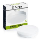 Лампа светодиодная LED 15вт GX53 белый таблетка 25836 FERON