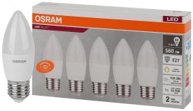 Лампа светодиодная LED 7 Вт E27 3000К 560Лм свеча 220 В (замена 60Вт) OSRAM 4058075578012 LEDVANCE